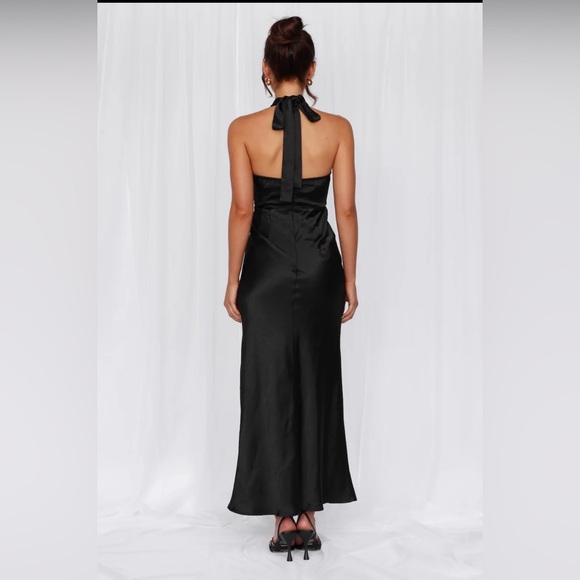 Bridesmaid dress - black satin - Picture 4 of 5